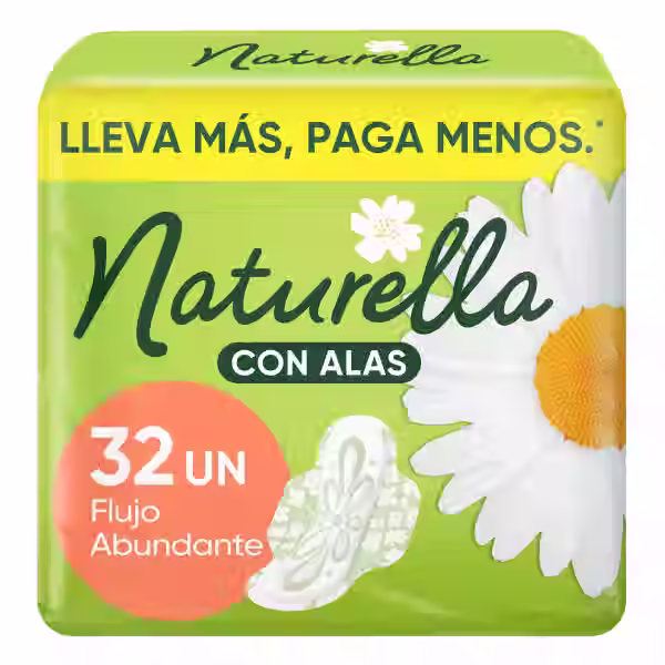 Toallas Femeninas Naturella Con Alas Flujo Abundante 32pz