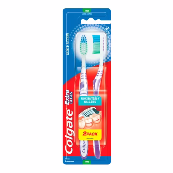 Cepillo Colgate Extra Clean Duro 2 Piezas