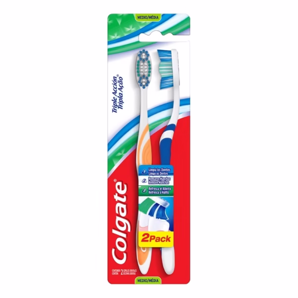 Cepillo Colgate Triple Acción Medio 2 Piezas